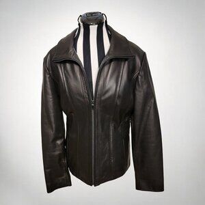 Black Lambskin Leather Jacket w Tags by Worthington - Size L
